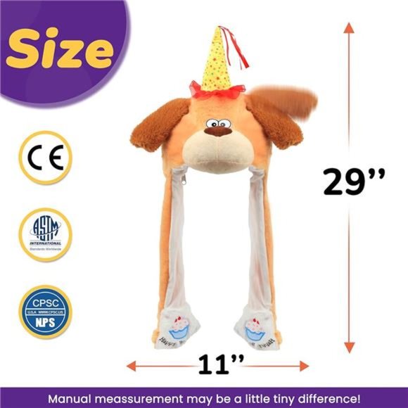 Kids Dog Hat with Ears Moving Jumping Pop Up Puppy Beating Plush Animal - Picture 4 of 6